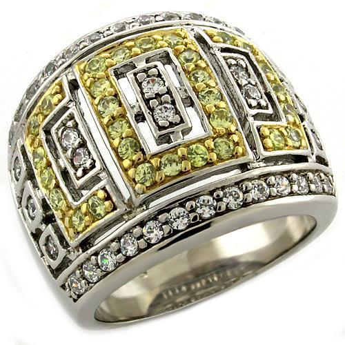 LOAS1043 - Gold+Rhodium 925 Sterling Silver Ring with AAA Grade CZ  in Clear-0