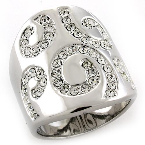 LOAS1074 - Rhodium 925 Sterling Silver Ring with Top Grade Crystal  in Clear Alamode
