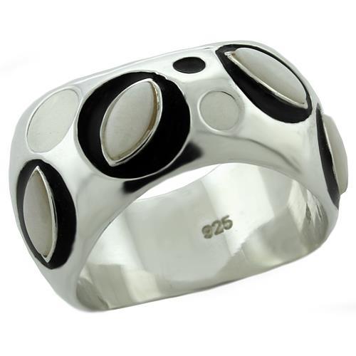 LOAS1085 - Rhodium 925 Sterling Silver Ring with Semi-Precious Opal in White Alamode