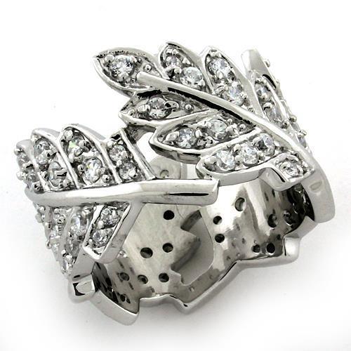 LOAS1098 - Rhodium 925 Sterling Silver Ring with AAA Grade CZ  in Clear Alamode