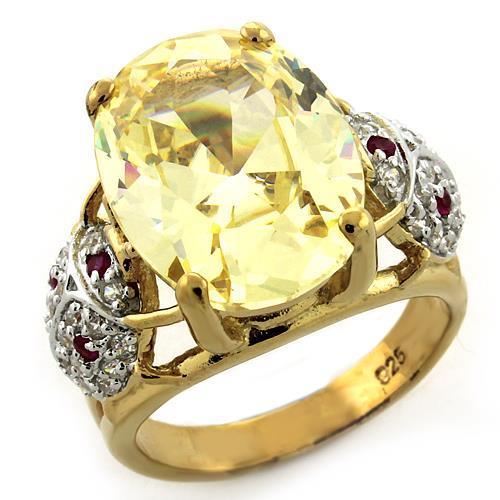 LOAS1143 - Gold 925 Sterling Silver Ring with AAA Grade CZ  in Citrine-0