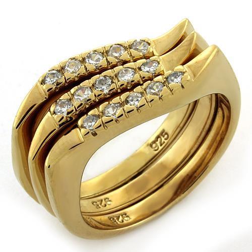 LOAS1150 - Gold 925 Sterling Silver Ring with AAA Grade CZ  in Clear-0