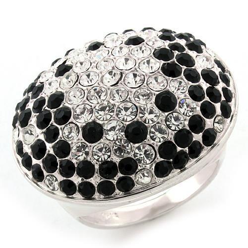 LOAS1160 - High-Polished 925 Sterling Silver Ring with Top Grade Crystal  in Multi Color Alamode