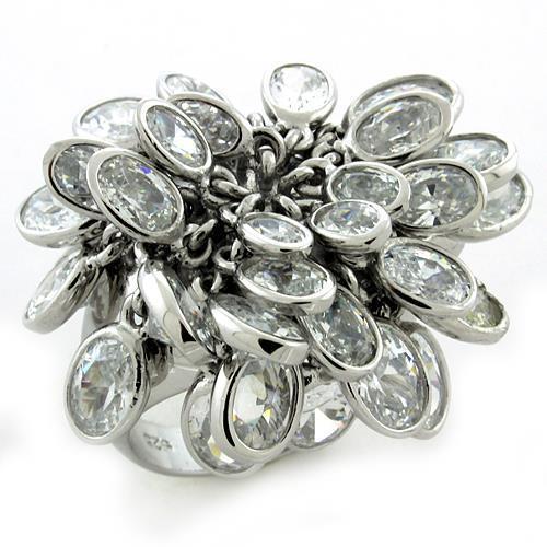LOAS1168 - Rhodium 925 Sterling Silver Ring with AAA Grade CZ  in Clear Alamode