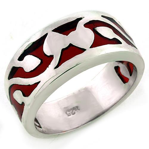 LOAS1201 - High-Polished 925 Sterling Silver Ring with No Stone Alamode