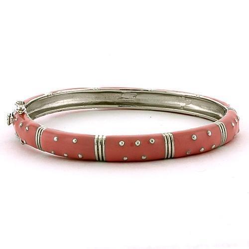 LOAS811 - Rhodium 925 Sterling Silver Bangle with Epoxy  in Rose Alamode