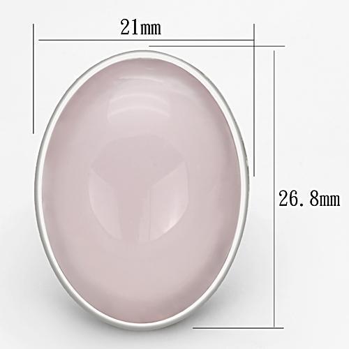 LOAS865 - Rhodium 925 Sterling Silver Ring with Precious Stone PINK CRYSTAL in Light Rose Alamode