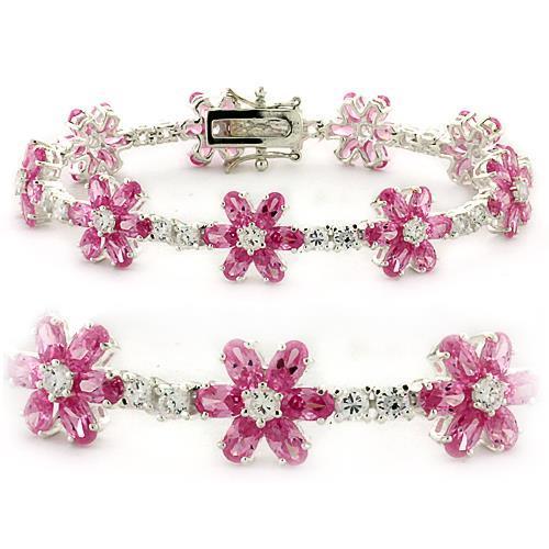 LOAS956 - High-Polished 925 Sterling Silver Bracelet with AAA Grade CZ  in Rose-2