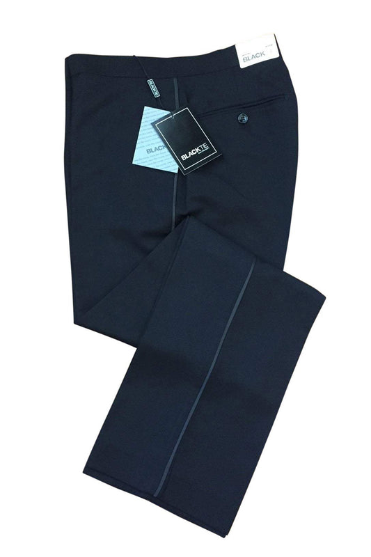 "Logan" Black Luxury Wool Blend Tuxedo Pants - Unhemmed Tux-USA
