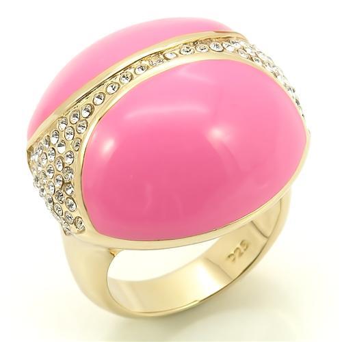 LOS170 - Gold 925 Sterling Silver Ring with Top Grade Crystal  in Clear Alamode