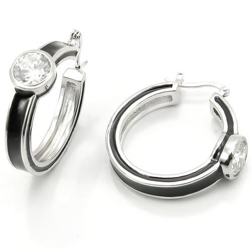 LOS173 - Rhodium 925 Sterling Silver Earrings with AAA Grade CZ  in Clear Alamode