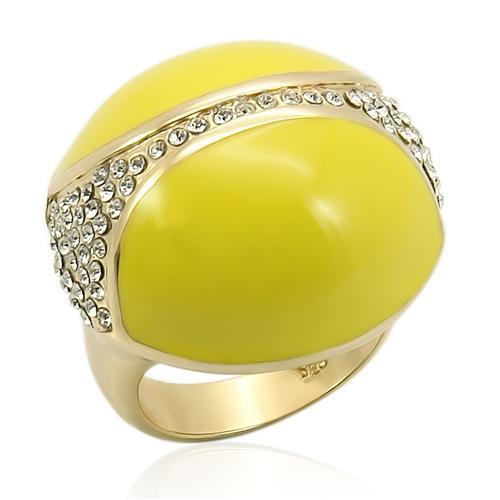 LOS184 - Gold 925 Sterling Silver Ring with Top Grade Crystal  in Clear-0