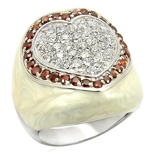 LOS211 - Rhodium 925 Sterling Silver Ring with AAA Grade CZ  in Garnet-0