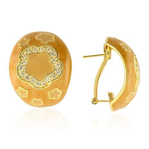 LOS216 - Gold 925 Sterling Silver Earrings with AAA Grade CZ  in Clear-0