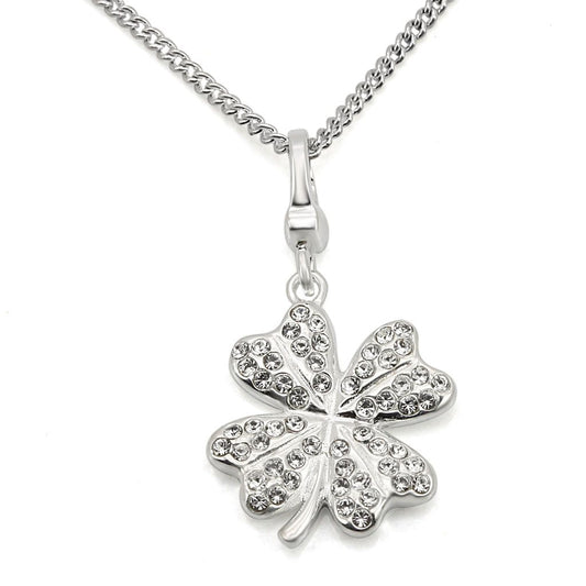 LOS425 - Silver 925 Sterling Silver Chain Pendant with Top Grade Crystal  in Clear-0