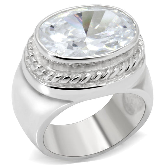 LOS519 - Silver 925 Sterling Silver Ring with AAA Grade CZ  in Clear-0