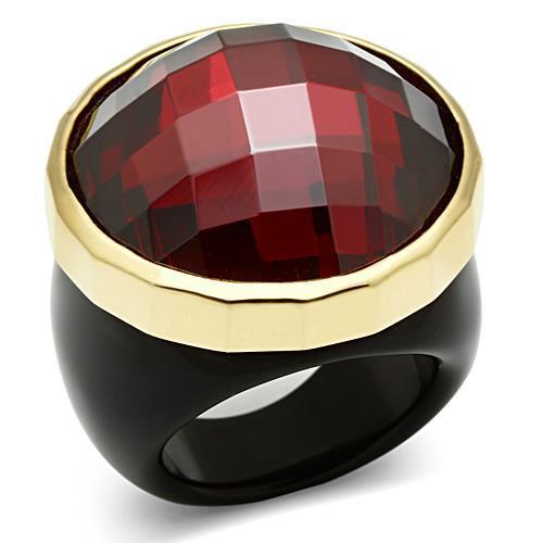 LOS525 - Gold 925 Sterling Silver Ring with AAA Grade CZ  in Garnet-0