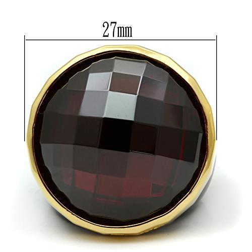 LOS525 - Gold 925 Sterling Silver Ring with AAA Grade CZ  in Garnet-1