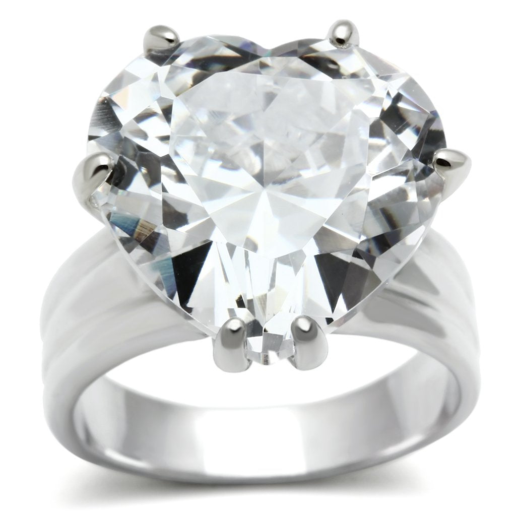 LOS543 - Silver 925 Sterling Silver Ring with AAA Grade CZ  in Clear Alamode