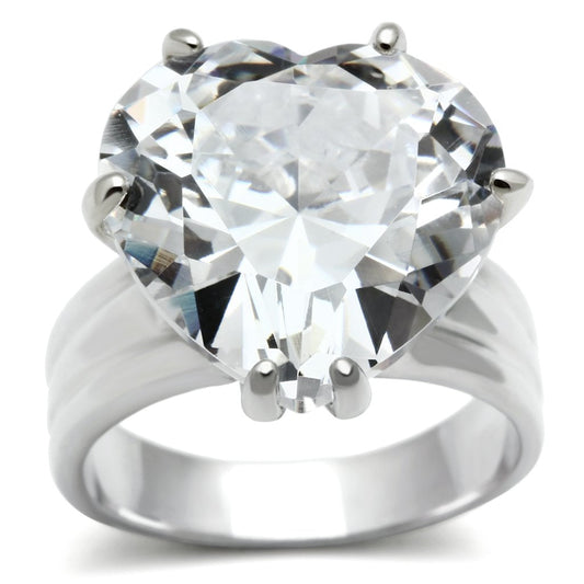 LOS543 - Silver 925 Sterling Silver Ring with AAA Grade CZ  in Clear Alamode