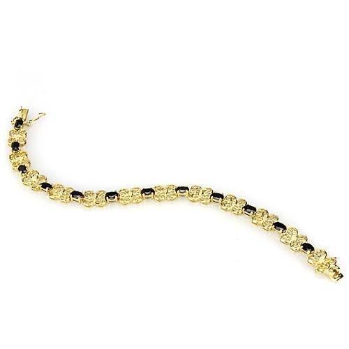 LOS602 - Gold 925 Sterling Silver Bracelet with AAA Grade CZ  in Jet-1