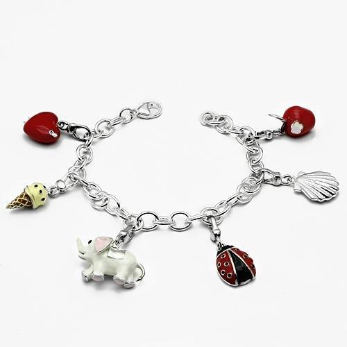 LOS607 - Silver 925 Sterling Silver Bracelet with Epoxy  in Multi Color-0