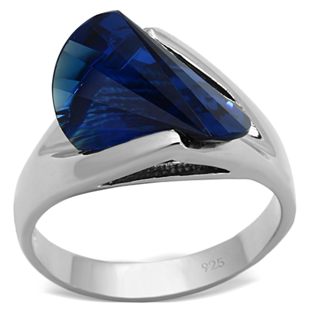 LOS642 - Silver 925 Sterling Silver Ring with Synthetic Synthetic Glass in Montana-0