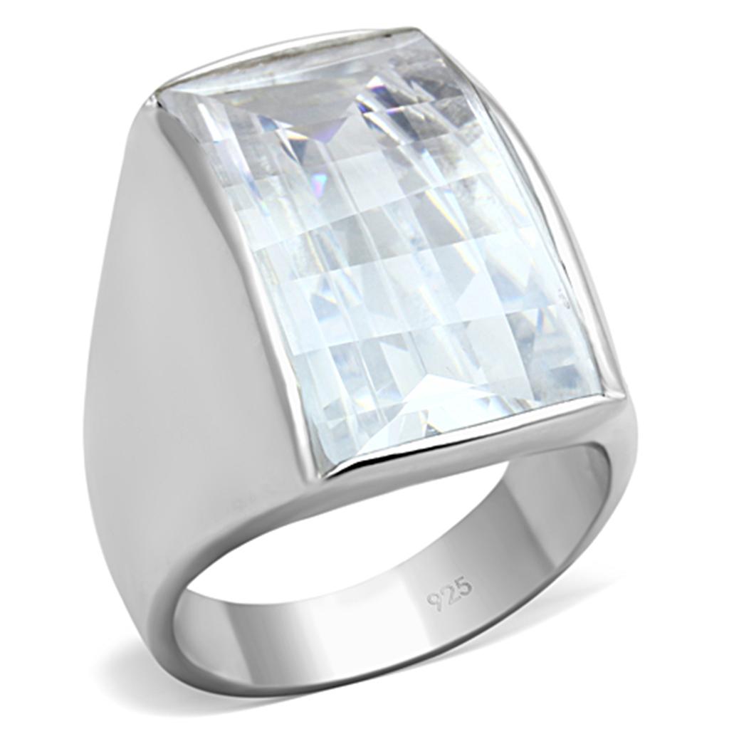 LOS690 - Silver 925 Sterling Silver Ring with AAA Grade CZ  in Clear Alamode