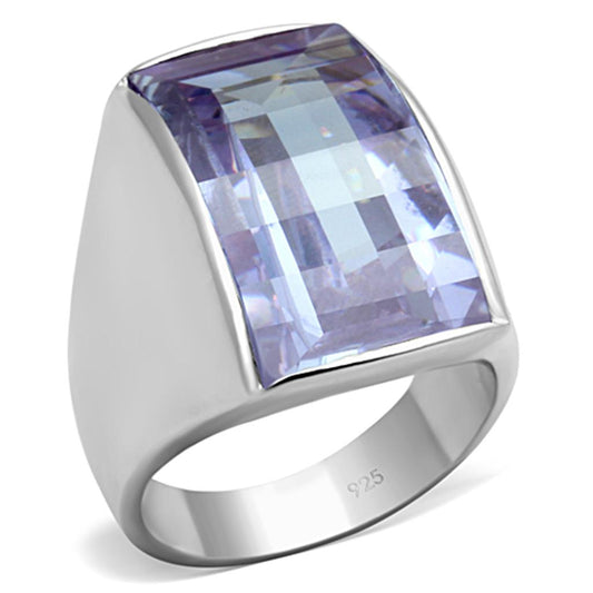 LOS692 - Silver 925 Sterling Silver Ring with AAA Grade CZ  in Light Amethyst Alamode