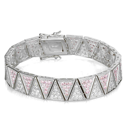 LOS845 - Rhodium 925 Sterling Silver Bracelet with AAA Grade CZ  in Rose-0