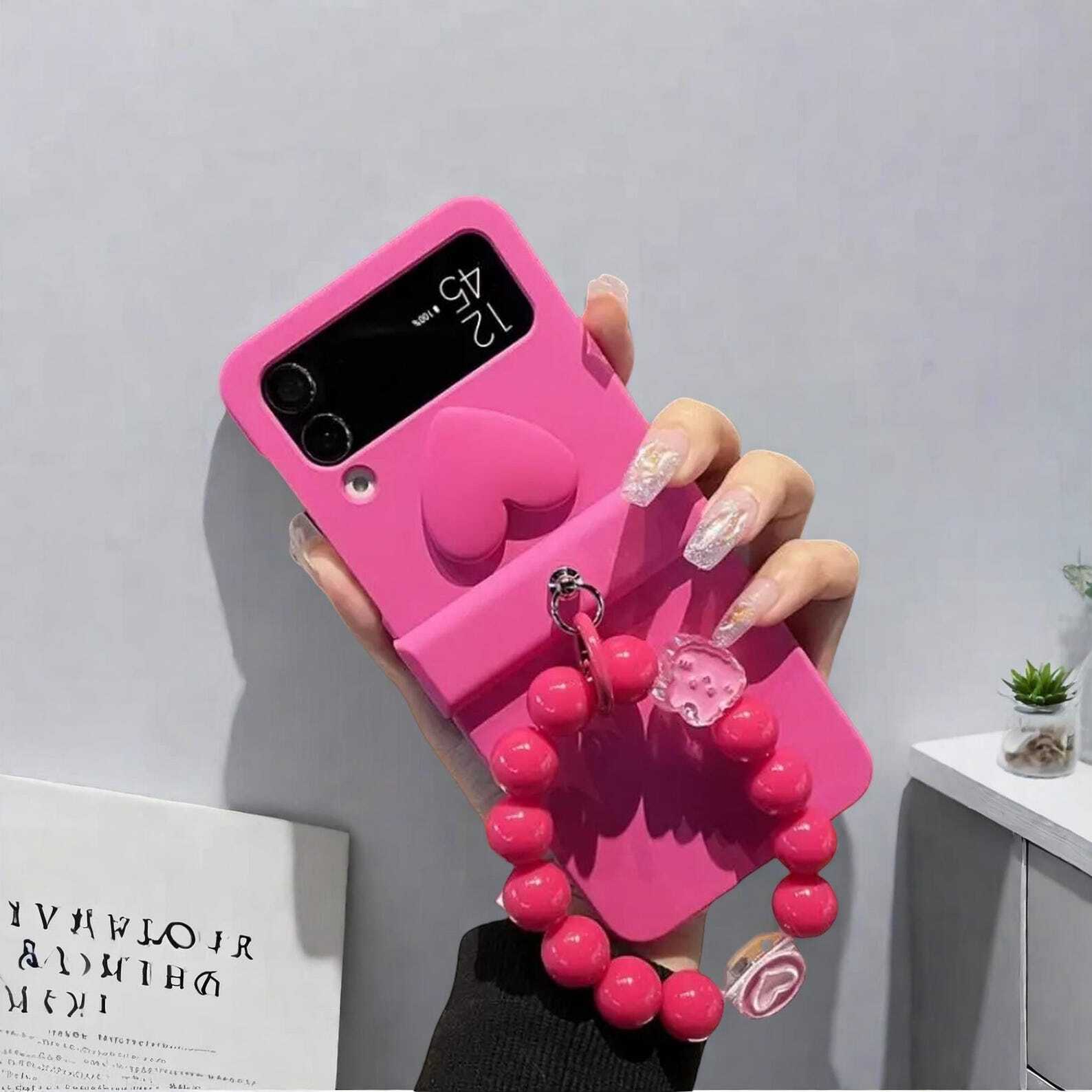 Cute Bracelet Hinge Case for Samsung Galaxy Z Flip 3 4 5 - Stylish and Protective Cover with Secure Grip for Zflip5 Phones W2B