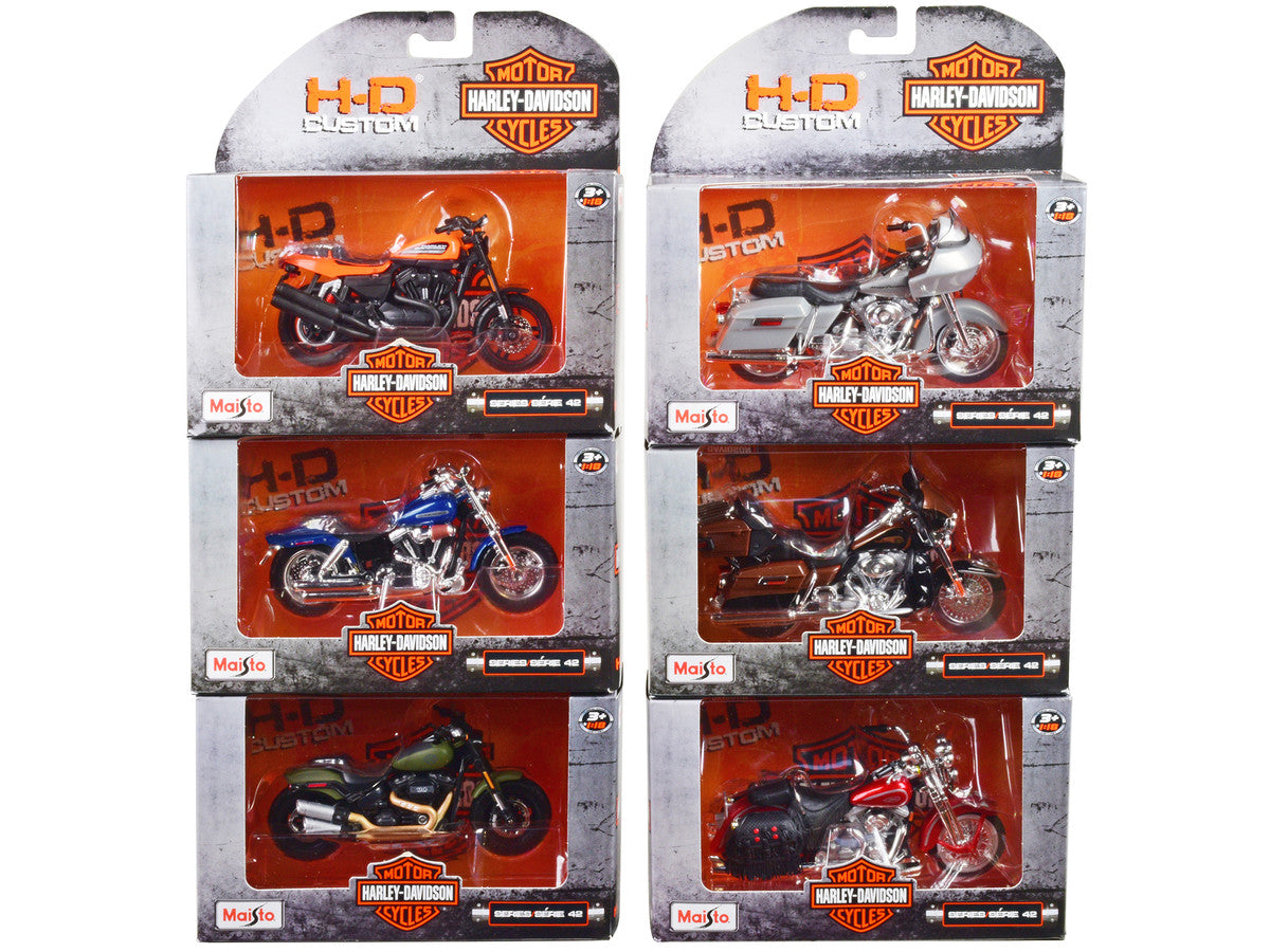 Harley-Davidson Motorcycles 6 piece Set Series 42 1/18 Diecast Motorcycle Models by Maisto Maisto