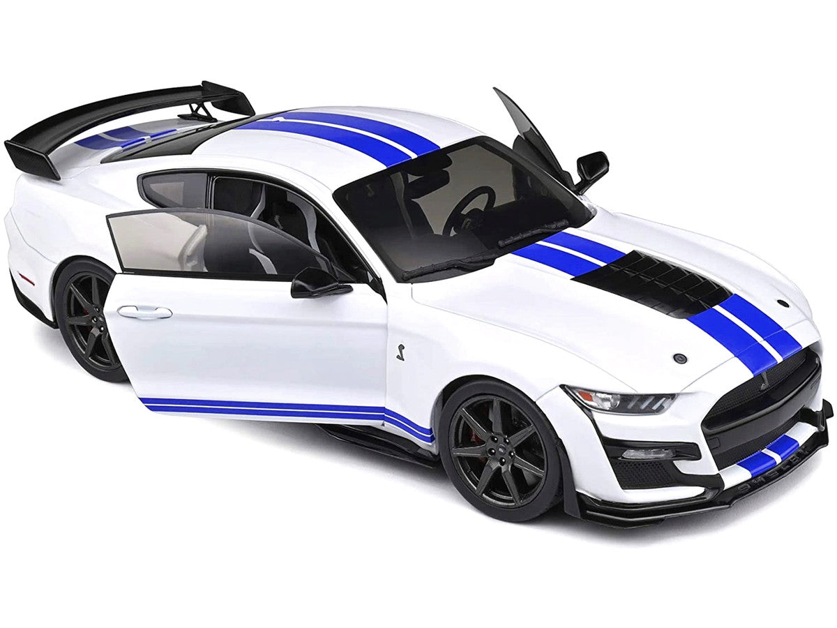 2020 Ford Mustang Shelby GT500 White with Blue Stripes "Special Edition" 1/18 Diecast Model Car by Maisto Maisto