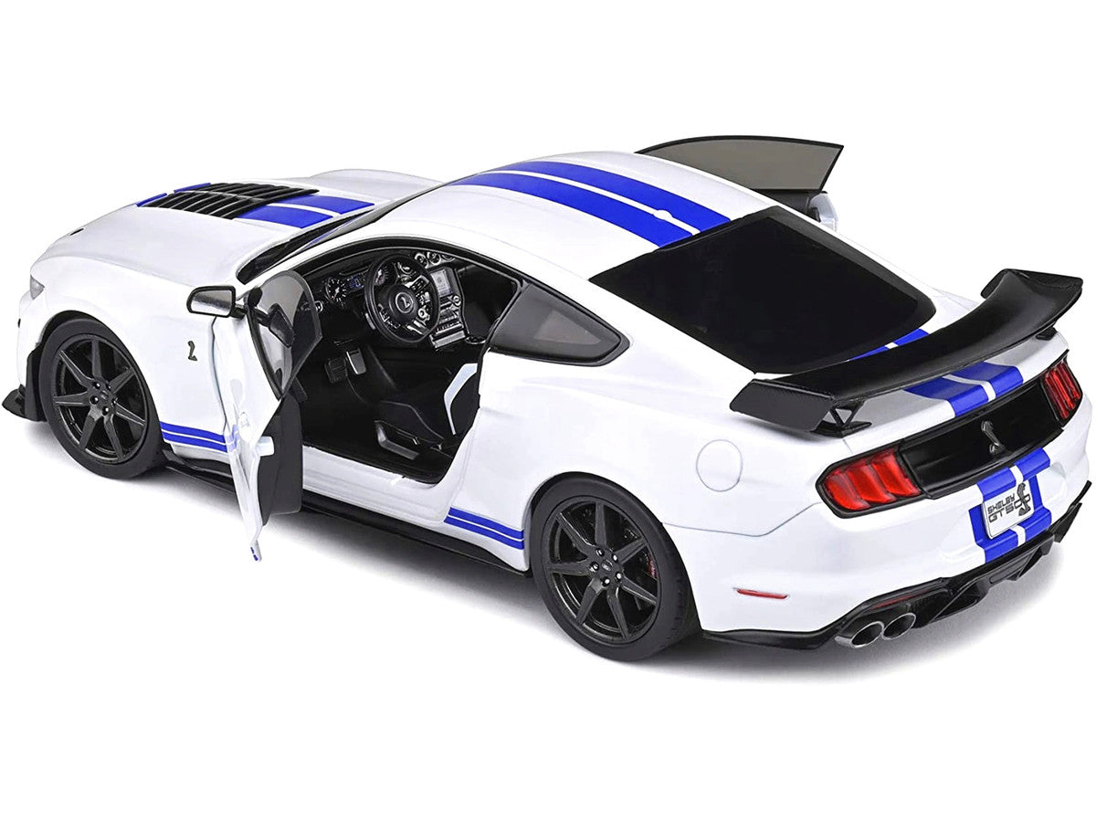 2020 Ford Mustang Shelby GT500 White with Blue Stripes "Special Edition" 1/18 Diecast Model Car by Maisto Maisto