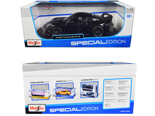 2022 Porsche 911 GT3 Black Metallic "Special Edition" 1/18 Diecast Model Car by Maisto Maisto