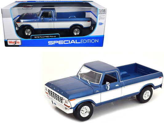 1979 Ford F-150 Ranger Pickup Truck Blue Metallic and Cream "Special Edition" 1/18 Diecast Model Car by Maisto Maisto