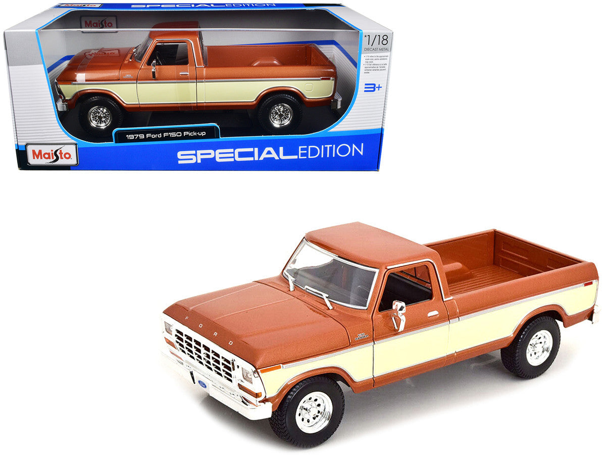 1979 Ford F-150 Ranger Pickup Truck Brown Metallic and Cream "Special Edition" 1/18 Diecast Model Car by Maisto Maisto