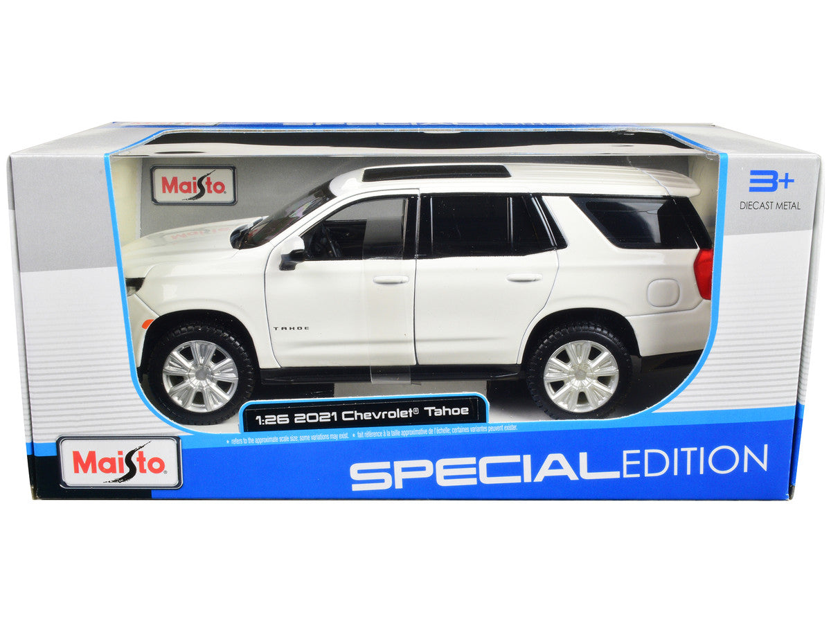 2021 Chevrolet Tahoe White with Sunroof "Special Edition" 1/26 Diecast Model Car by Maisto Maisto
