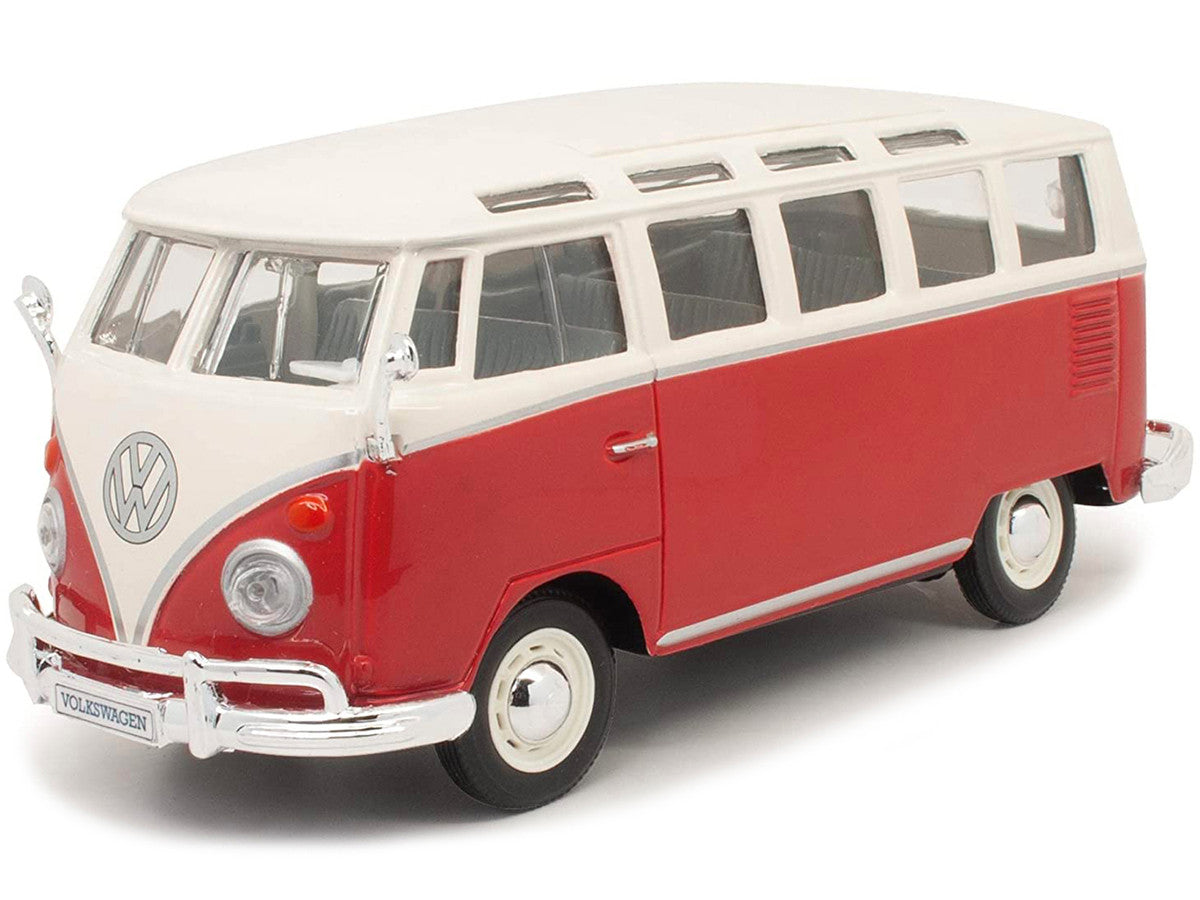 Volkswagen Van Samba Bus Red and White 1/25 Diecast Model by Maisto Maisto