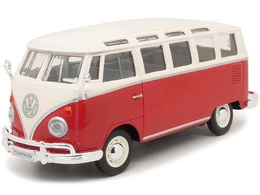 Volkswagen Van Samba Bus Red and White 1/25 Diecast Model by Maisto Maisto