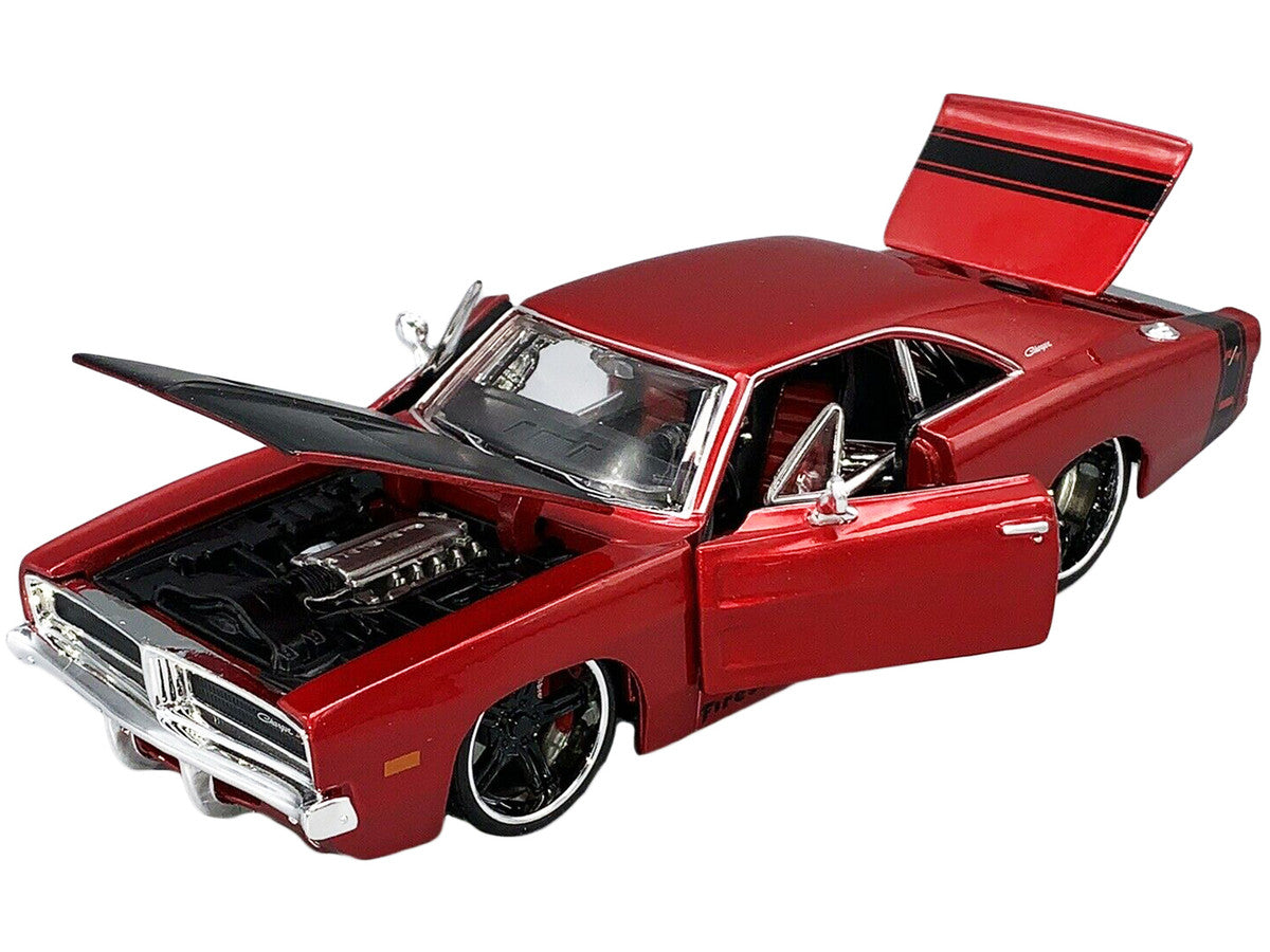 1969 Dodge Charger R/T Red Metallic with Black Hood and Black Stripes "Classic Muscle" 1/25 Diecast Model Car by Maisto Maisto
