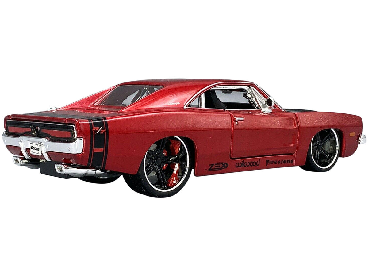 1969 Dodge Charger R/T Red Metallic with Black Hood and Black Stripes "Classic Muscle" 1/25 Diecast Model Car by Maisto Maisto