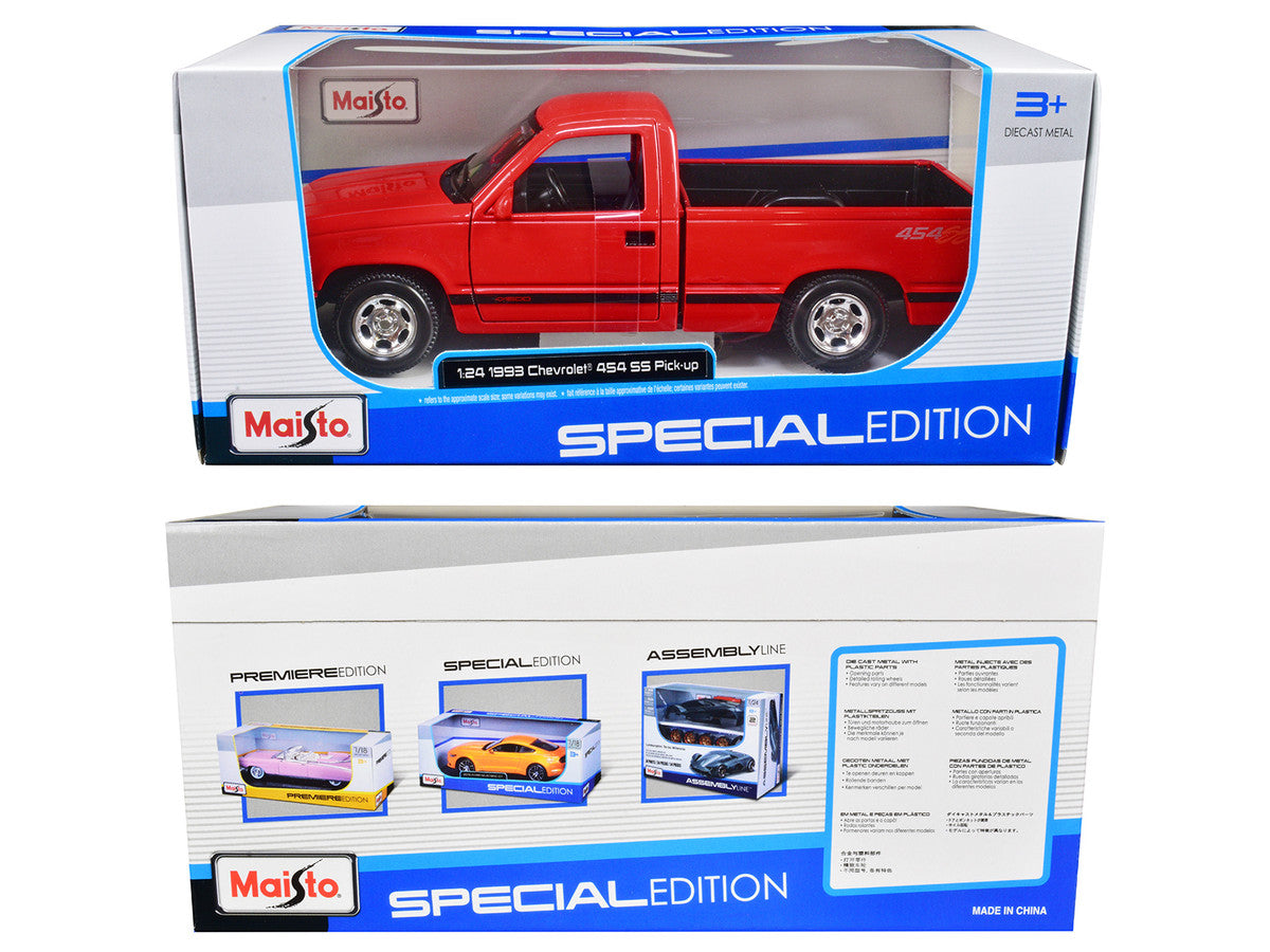 1993 Chevrolet 454 SS Pickup Truck Red 1/24 Diecast Model Car by Maisto Maisto