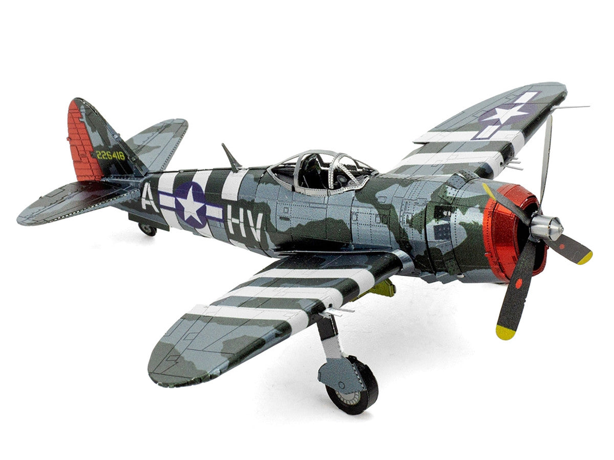 Model Kit Republic P-47 Thunderbolt Fighter Aircraft "The Jug" United States Army Air Forces (Moderate Difficulty) Steel Model by Metal Earth-3