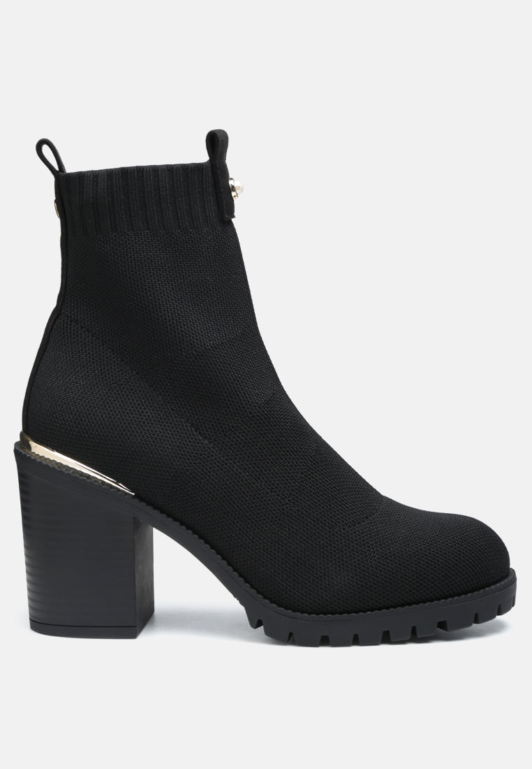 Medusa Knitted Block Heel Ankle Boots London Rag