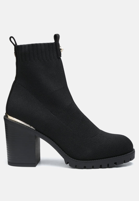 Medusa Knitted Block Heel Ankle Boots London Rag