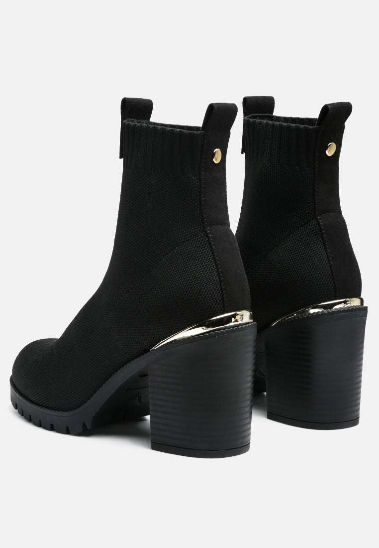 Medusa Knitted Block Heel Ankle Boots London Rag