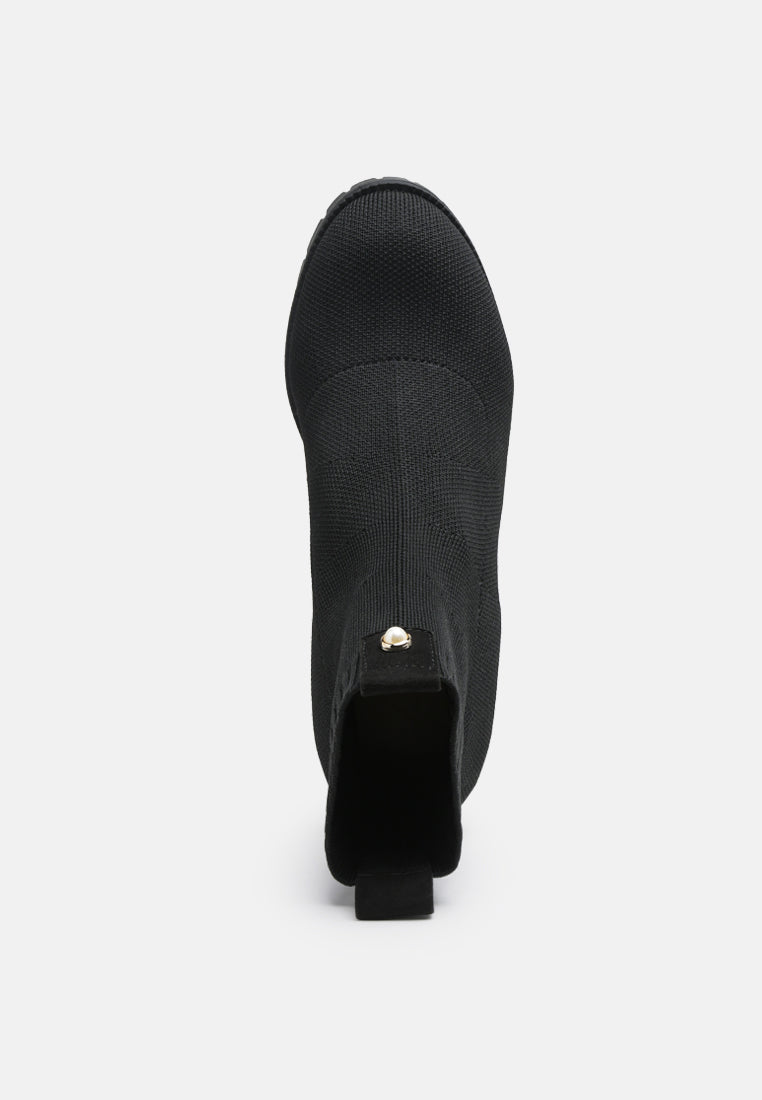 Medusa Knitted Block Heel Ankle Boots London Rag