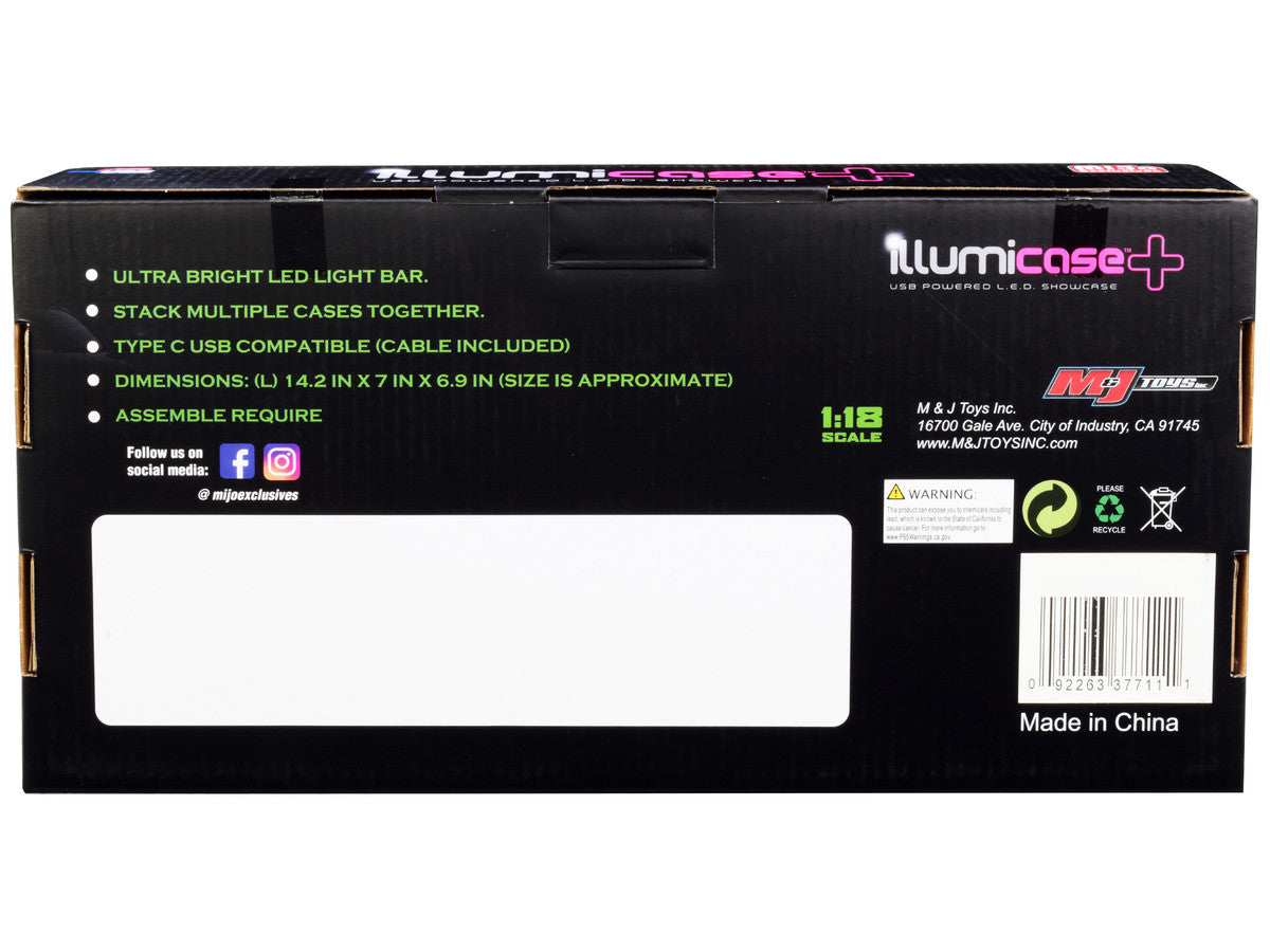 Black Collectible Display Show Case Illumicase+ with LED Lights and Mirror Base and Back for 1/64 1/43 1/32 1/24 1/18 Scale Models by Illumibox Illumibox