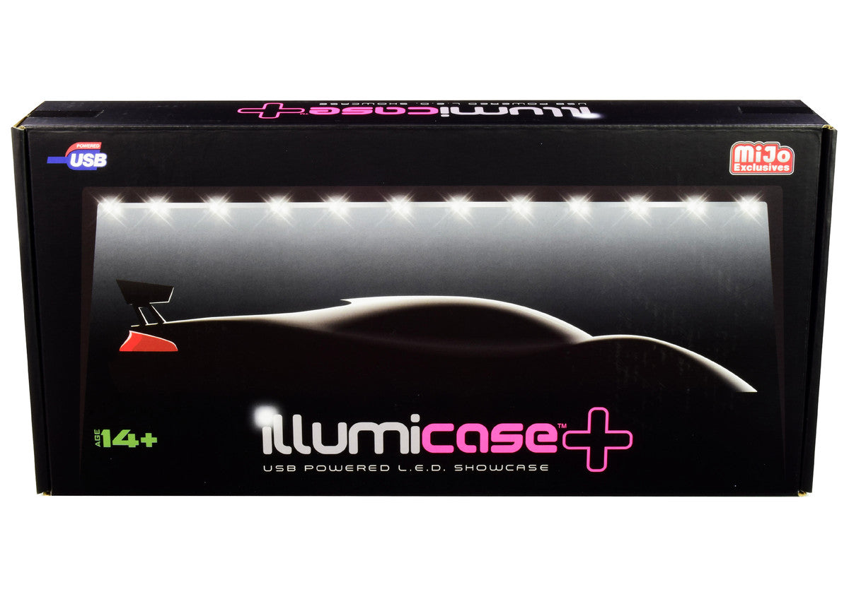 Black Collectible Display Show Case Illumicase+ with LED Lights and Mirror Base and Back for 1/64 1/43 1/32 1/24 1/18 Scale Models by Illumibox Illumibox